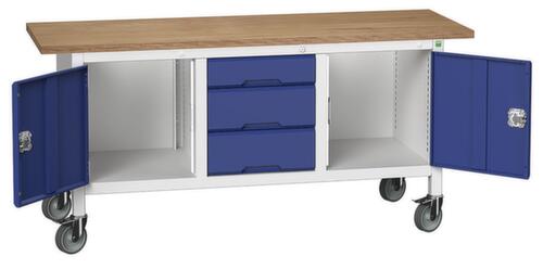 bott Bloc établi mobile verso, 3 tiroirs, 2 armoires, RAL7035 gris clair/RAL5010 bleu gentiane
