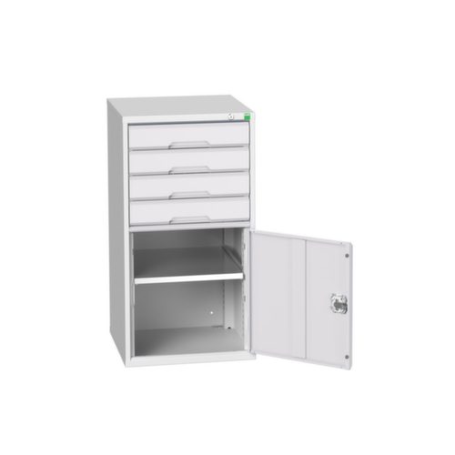 bott armoire à tiroirs verso avec porte battante, 4 tiroir(s), RAL7035 gris clair/RAL7035 gris clair