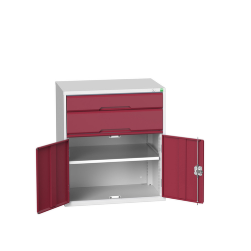 bott armoire à tiroirs verso avec porte battante, 2 tiroir(s), RAL7035 gris clair/RAL3004 rouge pourpre