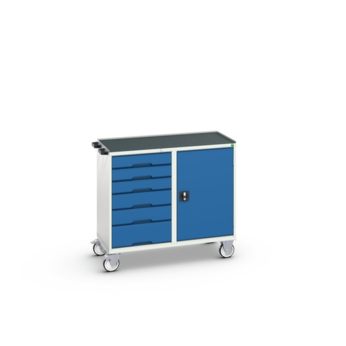 bott poste de travail mobile verso, 6 tiroirs, 1 armoire, RAL7035 gris clair/RAL5010 bleu gentiane