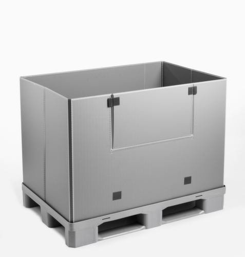 Walther Faltsysteme Bac repliable pour palettes particulièrement léger, capacité de gerbage 500 kg, 3 patins, longueur x largeur 1200 x 800 mm