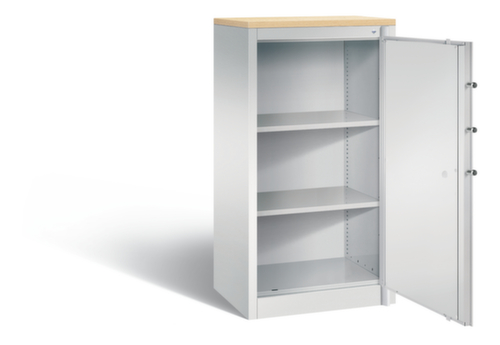 C+P Armoire haute sécurité de bureau avec plateau supérieur en bois