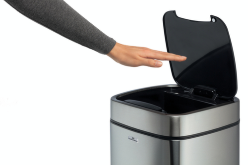 Durable Poubelle à capteur NO TOUCH en acier inoxydable, 21 l, argent métallique