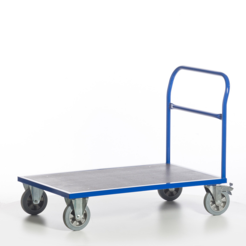 Rollcart Chariot à barre de poussée avec zone de chargement antidérapante, force 1200 kg, plateau longueur x largeur 1200 x 800 mm