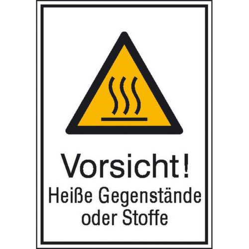 Panneau d'avertissement combiné SafetyMarking® « Prudence ! Objets chauds ou substances chaudes »