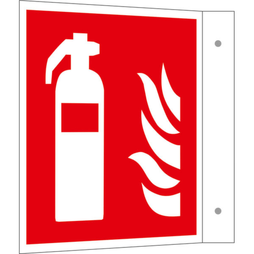 panneau incendie SafetyMarking® PLUS, panneau drapeau, luminescent et fluorescent le jour