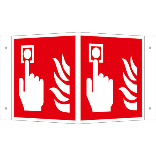 panneau incendie SafetyMarking® PLUS, panneau angulaire, luminescent et fluorescent le jour