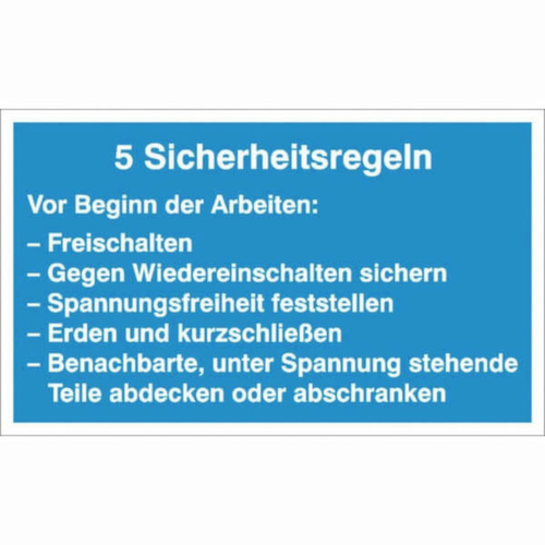 panneau indicateur SafetyMarking® 5 règles de sécurité, « Cinq règles de sécurité »