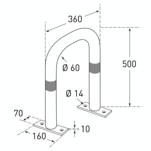 Moravia Arceau de protection CITY klein, hauteur 500 mm, à cheviller