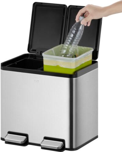 Poubelle à pédale EKO avec revêtement résistant aux traces de doigts, 2 x 10 l