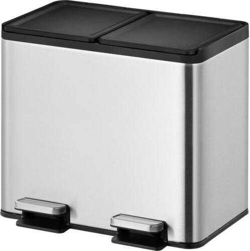Poubelle à pédale EKO avec revêtement résistant aux traces de doigts, 2 x 10 l
