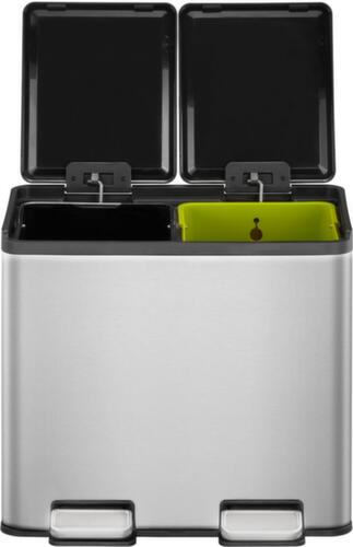 Poubelle à pédale EKO avec revêtement résistant aux traces de doigts, 2 x 10 l