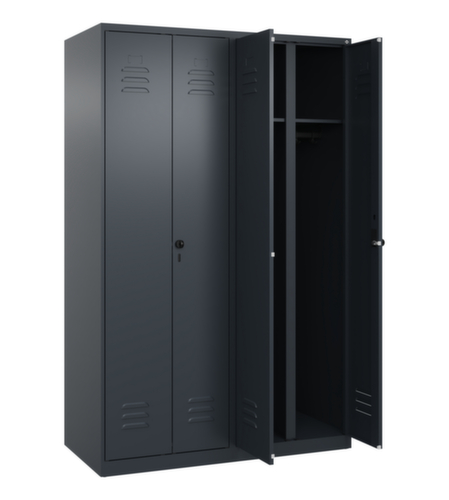 C+P Armoire vestiaire Classic Plus pour une séparation en noir et blanc, largeur de compartiment 300 mm