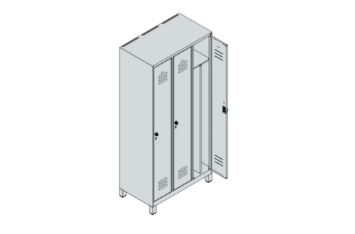 C+P Armoire vestiaire Classic Plus pour une séparation en noir et blanc, largeur de compartiment 300 mm