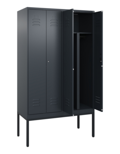 C+P Armoire vestiaire pour EPI Classic Plus pour une séparation en noir et blanc, largeur de compartiment 300 mm