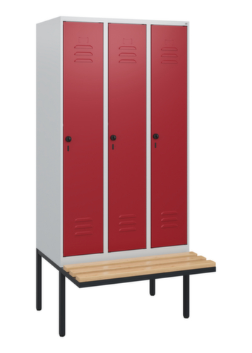 C+P Armoire vestiaire Classic Plus avec banc, largeur de compartiment 300 mm