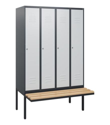 C+P Armoire vestiaire Classic Plus avec banc, largeur de compartiment 300 mm