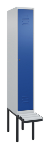 C+P Armoire vestiaire avec banc Classic Plus pour une séparation en noir et blanc, largeur de compartiment 300 mm