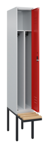 C+P Armoire vestiaire avec banc Classic Plus pour une séparation en noir et blanc, largeur de compartiment 300 mm