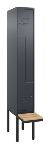 C+P Armoire vestiaire Z Classic Plus avec banc intégré, largeur de compartiment 300 mm