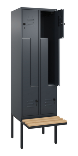 C+P Armoire vestiaire Z Classic Plus avec banc intégré, largeur de compartiment 300 mm