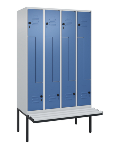 C+P Armoire vestiaire Z Classic Plus avec banc intégré, largeur de compartiment 300 mm