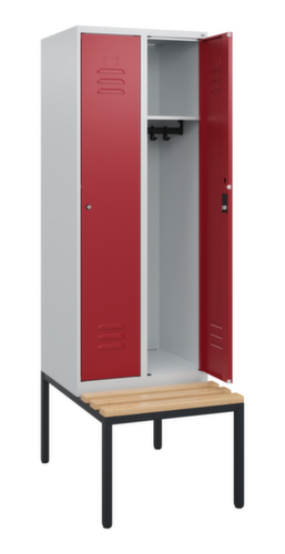 C+P Armoire vestiaire Classic Plus avec banc, largeur de compartiment 300 mm