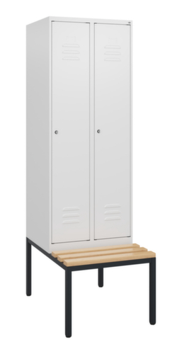 C+P Armoire vestiaire Classic Plus avec banc, largeur de compartiment 300 mm