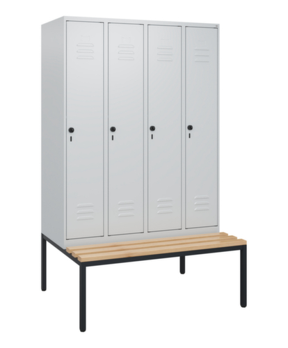 C+P Armoire vestiaire Classic Plus avec banc, largeur de compartiment 300 mm