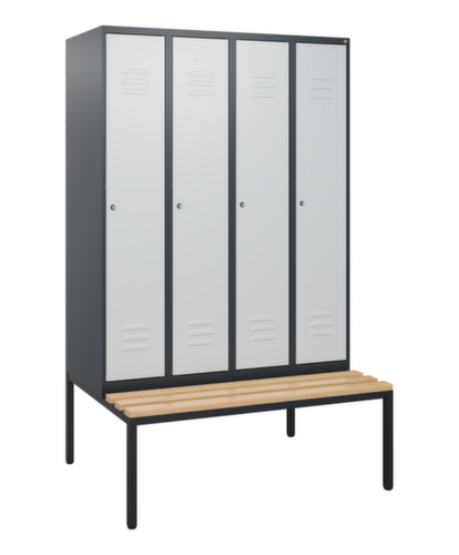 C+P Armoire vestiaire Classic Plus avec banc, largeur de compartiment 300 mm