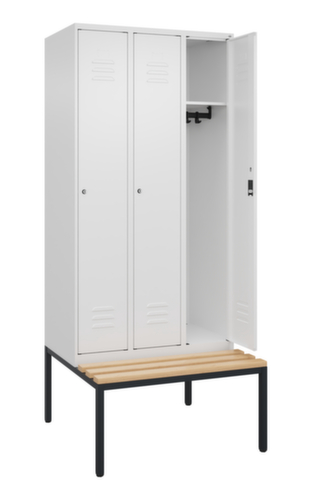 C+P Armoire vestiaire Classic Plus avec banc, largeur de compartiment 300 mm