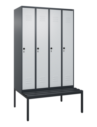 C+P Armoire vestiaire Classic Plus avec banc, largeur de compartiment 300 mm