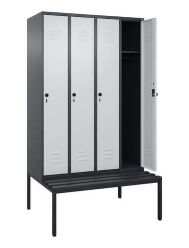 C+P Armoire vestiaire Classic Plus avec banc, largeur de compartiment 300 mm