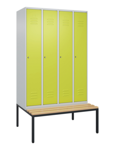 C+P Armoire vestiaire Classic Plus avec banc, largeur de compartiment 300 mm