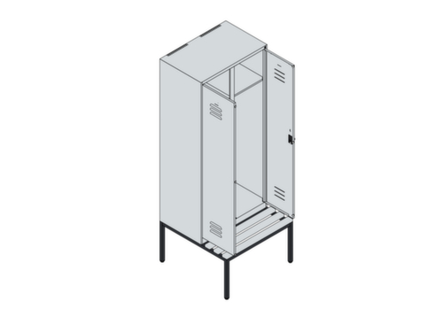 C+P Armoire vestiaire avec banc Classic Plus pour une séparation en noir et blanc, largeur de compartiment 400 mm