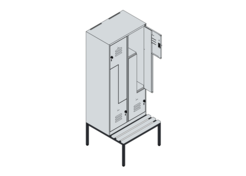 C+P Armoire vestiaire Z Classic Plus avec banc intégré, largeur de compartiment 400 mm