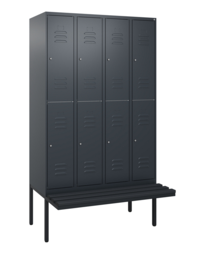 C+P Armoire vestiaire à deux niveaux Classic Plus avec banc, largeur de compartiment 300 mm