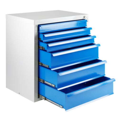 Armoire à tiroirs MAMMUT, 6 tiroir(s), RAL7035 gris clair/RAL 5012 bleu clair