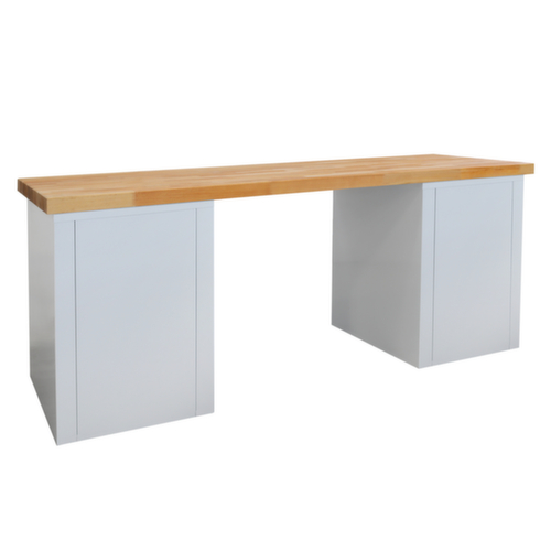 Établi avec soubassements, 2 armoires, RAL7035 gris clair/RAL7016 gris anthracite