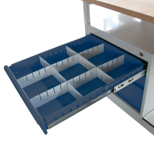 Établi mobile, 3 tiroirs, 1 tablette, RAL7035 gris clair/RAL7016 gris anthracite