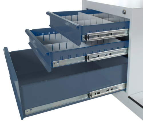 Établi mobile, 3 tiroirs, 1 tablette, RAL7035 gris clair/RAL7016 gris anthracite