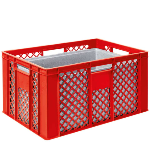 Bac gerbable norme Europe avec boîte isotherme, rouge, capacité 63 l, couvercle indépendant pour boîte isotherme
