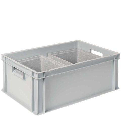 Bac gerbable norme Europe avec 2 boîtes isothermes, gris, capacité 44,5 l, couvercle indépendant pour boîte isotherme