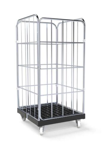 Bac sur roulettes BASICline avec 3 parois et porte, force 500 kg, longueur x largeur 845 x 724 mm