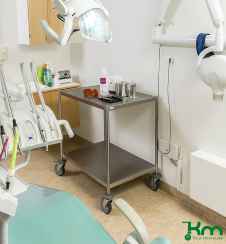 Kongamek Chariot à plateaux en acier inoxydable, force 200 kg, 2 plateaux