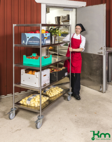 Kongamek Chariot à plateaux en acier inoxydable, force 200 kg, 4 plateaux