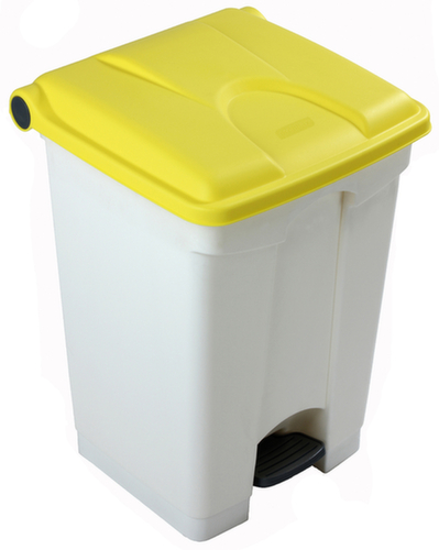 Poubelle à pédale, 45 l, blanc, couvercle jaune