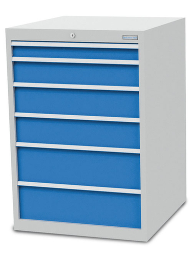 Bedrunka + Hirth Armoire à tiroirs, 6 tiroir(s), RAL7035 gris clair/RAL 5012 bleu clair