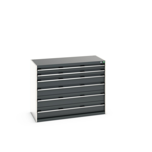 bott Armoire à tiroirs cubio surface de base 1300x650 mm, 6 tiroir(s), RAL7035 gris clair/RAL7016 gris anthracite