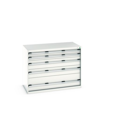 bott Armoire à tiroirs cubio surface de base 1300x750 mm, 5 tiroir(s), RAL7035 gris clair/RAL7035 gris clair